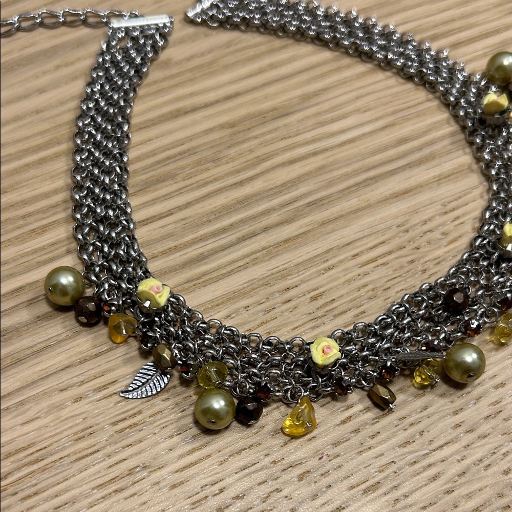 Elegant Silver and Gold Beaded Choker - Picture 2 of 2